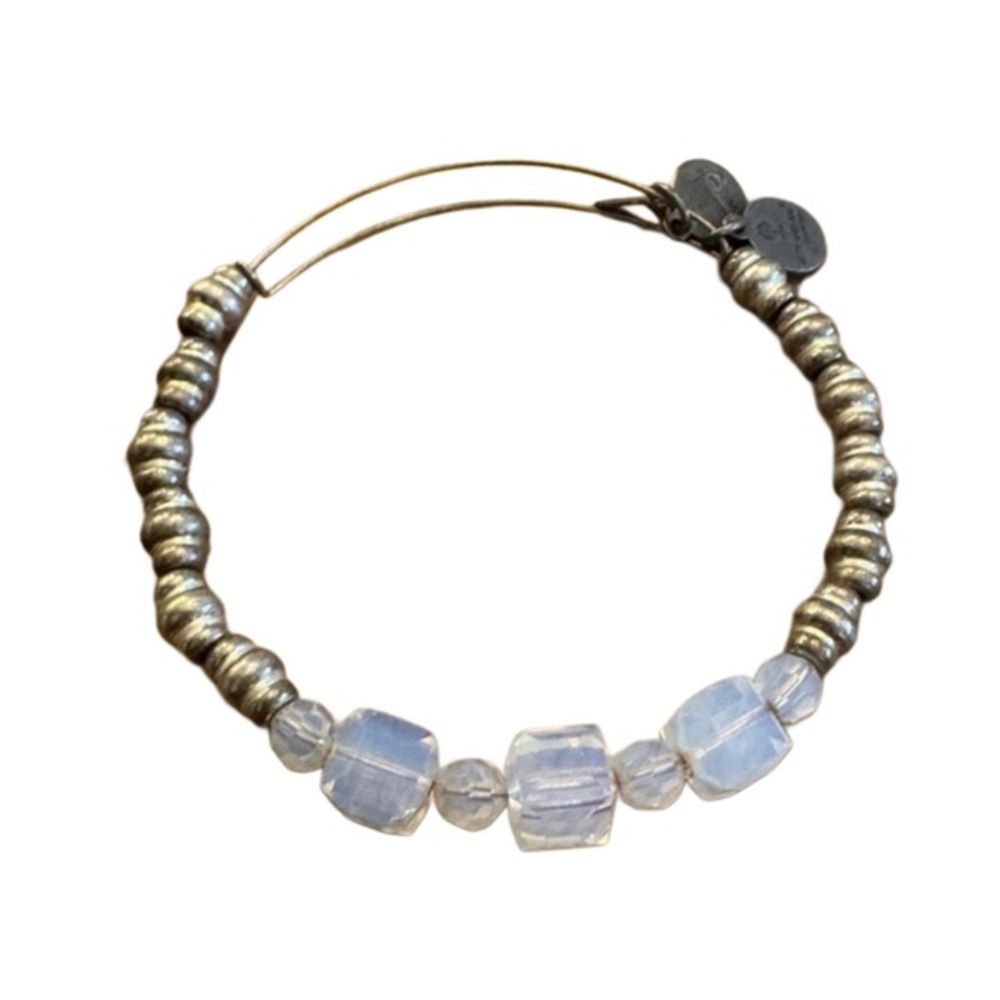 Alex and Ani Silver and Clear Iridescent Beaded Bracelet